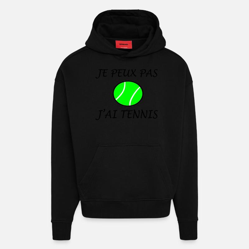 TENNIS - Sweat à capuche bio épais oversize fabriqué en UE - SOLID BLACK