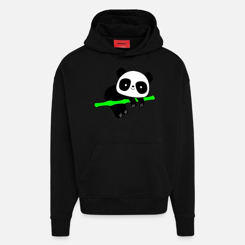 Panda - Sweat à capuche bio épais oversize fabriqué en UE - SOLID BLACK