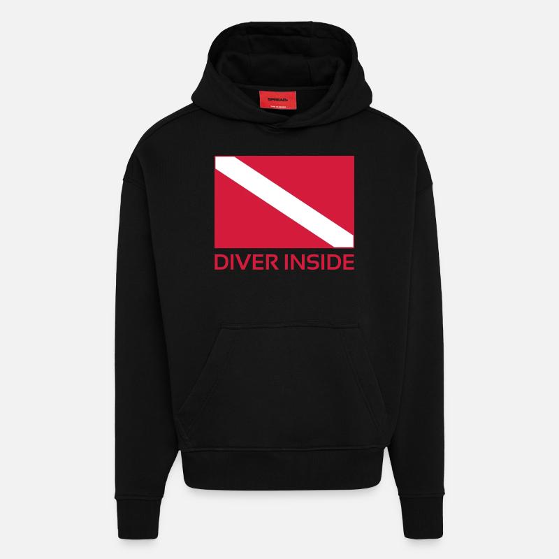 Diver Inside - Sweat à capuche bio épais oversize fabriqué en UE - SOLID BLACK