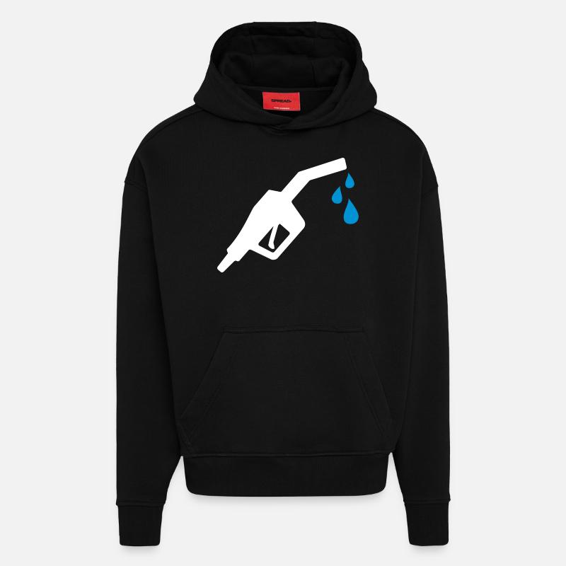 l'essence du robinet - Sweat à capuche bio épais oversize fabriqué en UE - SOLID BLACK