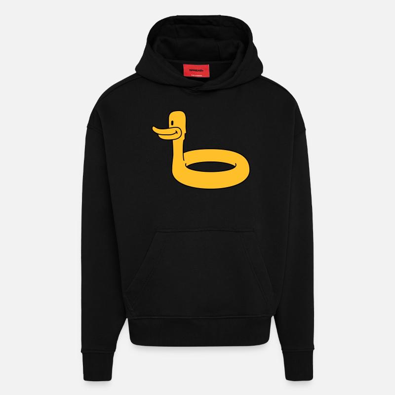 Duck Swimming Ring - Sweat à capuche bio épais oversize fabriqué en UE - SOLID BLACK