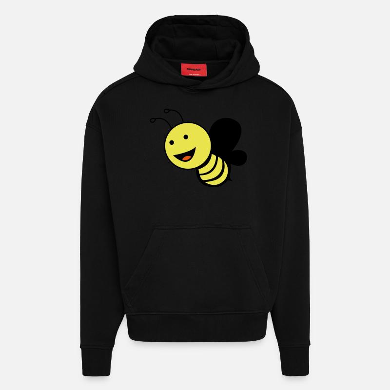 suesse_biene_02 - Sweat à capuche bio épais oversize fabriqué en UE - SOLID BLACK