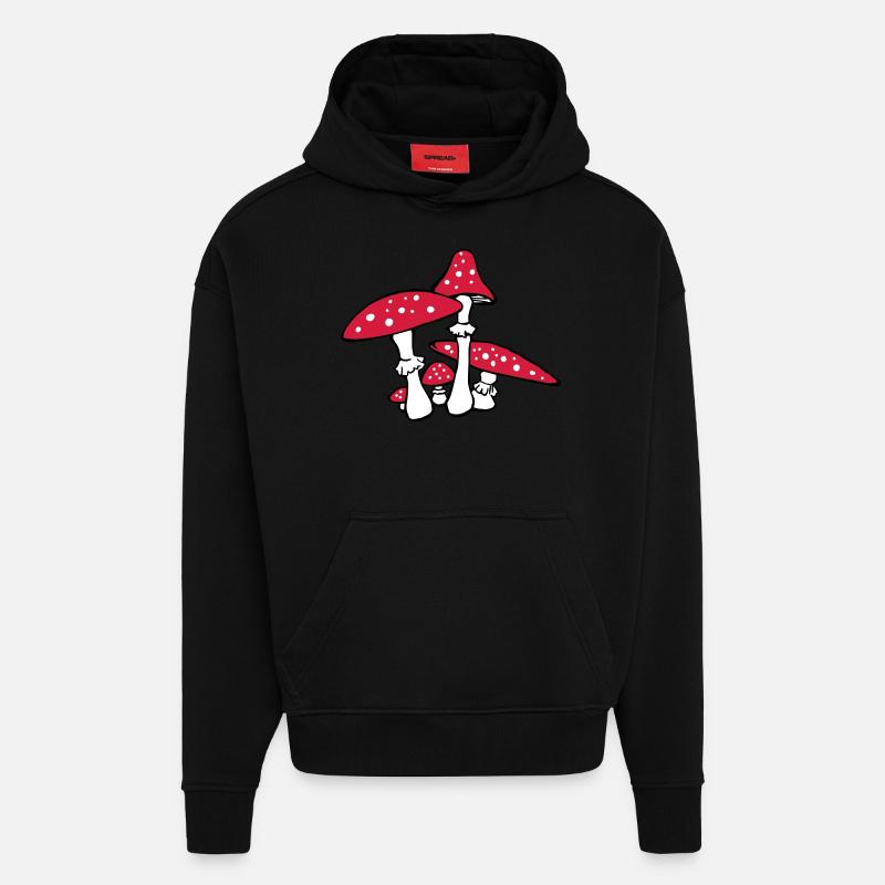 Mushroom - Sweat à capuche bio épais oversize fabriqué en UE - SOLID BLACK