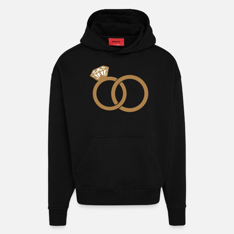 eheringe - wedding rings - wedding band - Sweat à capuche bio épais oversize fabriqué en UE - SOLID BLACK