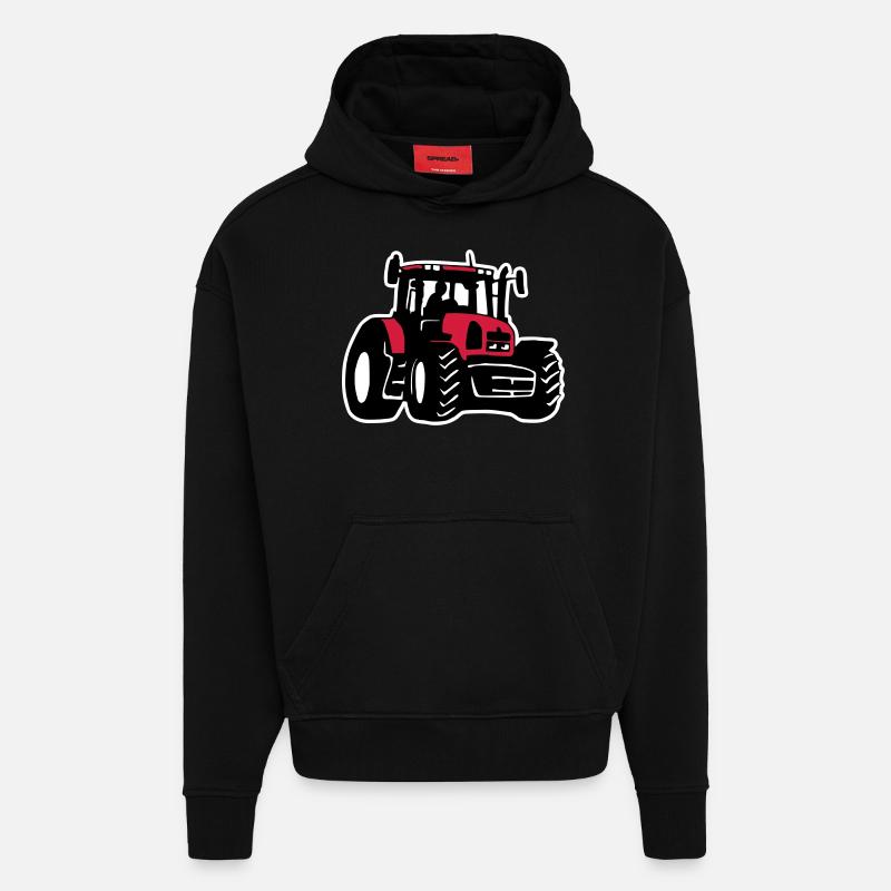 Traktor (3 color) - Sweat à capuche bio épais oversize fabriqué en UE - SOLID BLACK