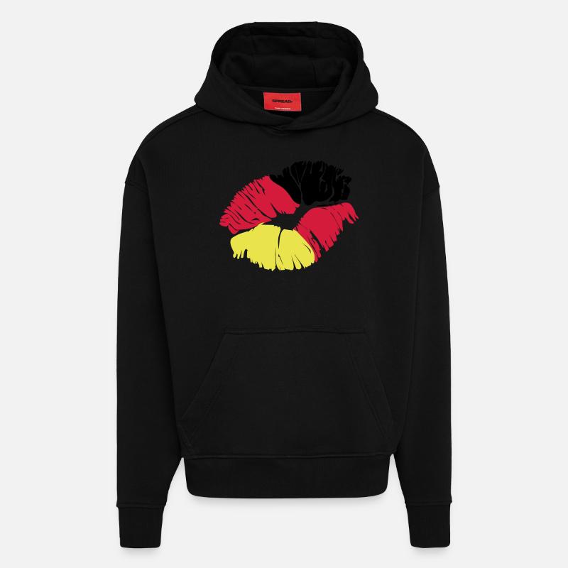 bisou allemagne - Sweat à capuche bio épais oversize fabriqué en UE - SOLID BLACK