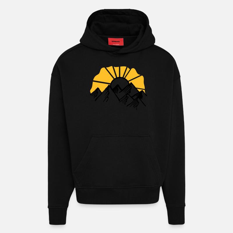 soleil - Sweat à capuche bio épais oversize fabriqué en UE - SOLID BLACK
