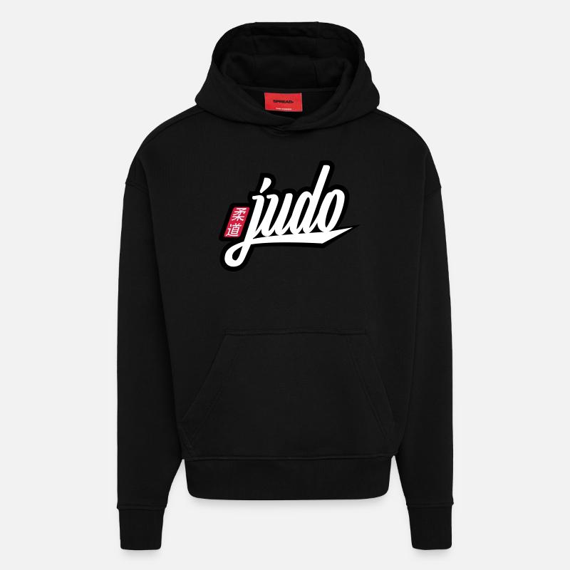 judo - Sweat à capuche bio épais oversize fabriqué en UE - SOLID BLACK
