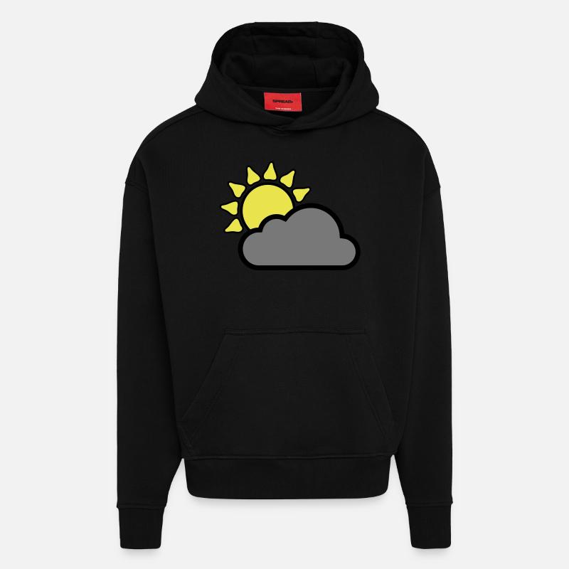 Cloud - Sun - Couverture - Soleil - Sweat à capuche bio épais oversize fabriqué en UE - SOLID BLACK
