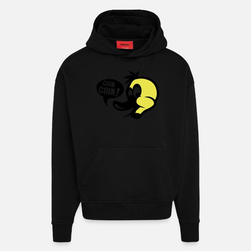 canard coin coin dessin - Sweat à capuche bio épais oversize fabriqué en UE - SOLID BLACK