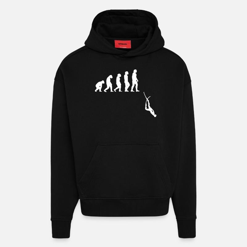 Évolution de l'apnée plongée - Sweat à capuche bio épais oversize fabriqué en UE - SOLID BLACK