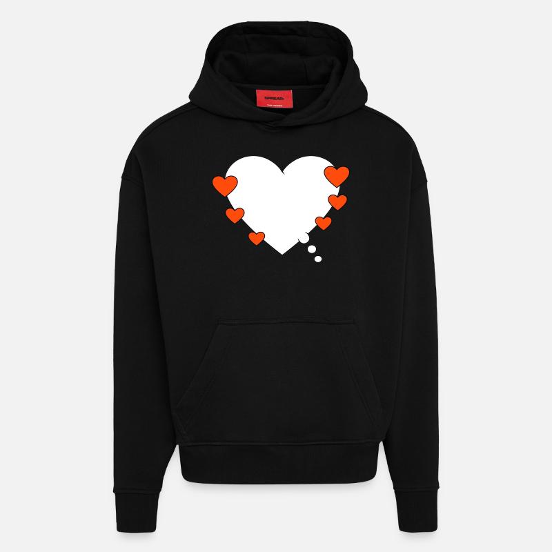 Thought bubble with heart - Hoodie- made by SPREAD  - SOLID BLACK