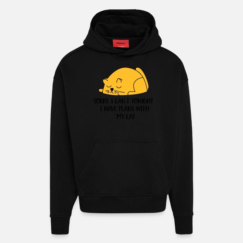 2541614 129996413 chat - Sweat à capuche bio épais oversize fabriqué en UE - SOLID BLACK