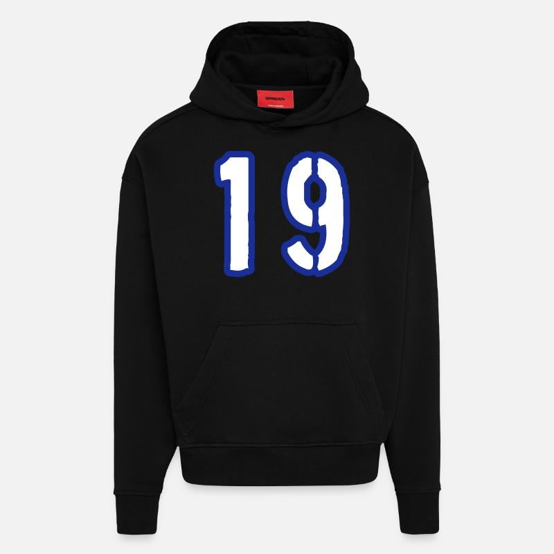19 Symbole numérique - Sweat à capuche bio épais oversize fabriqué en UE - SOLID BLACK