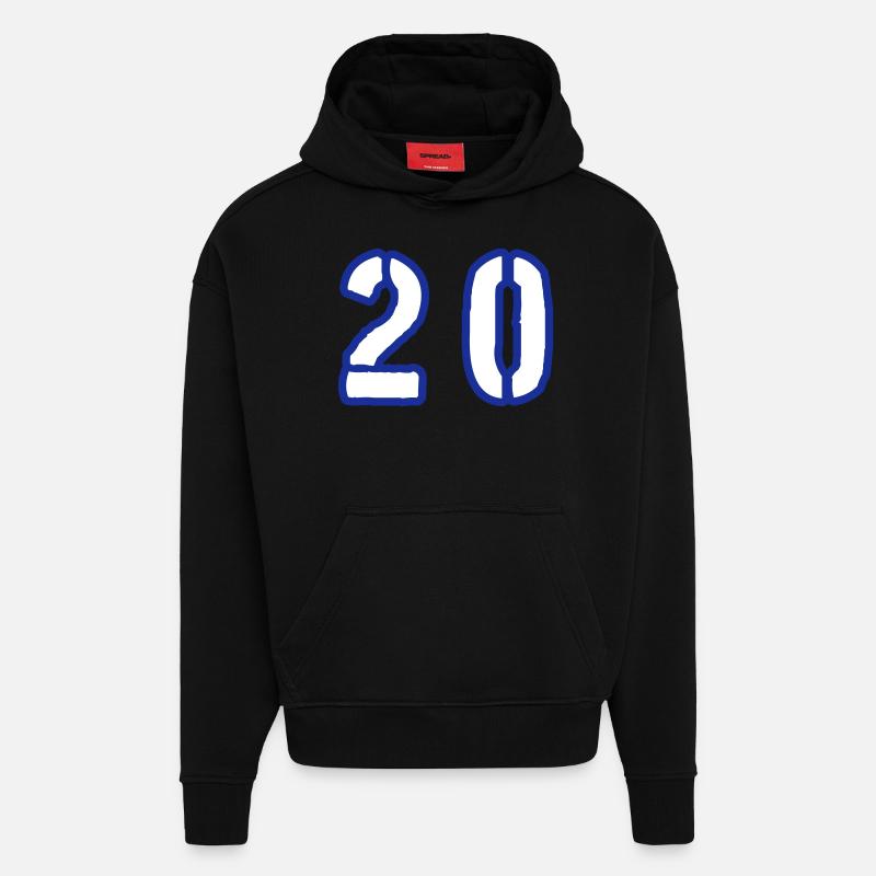 20 Symbole numérique - Sweat à capuche bio épais oversize fabriqué en UE - SOLID BLACK