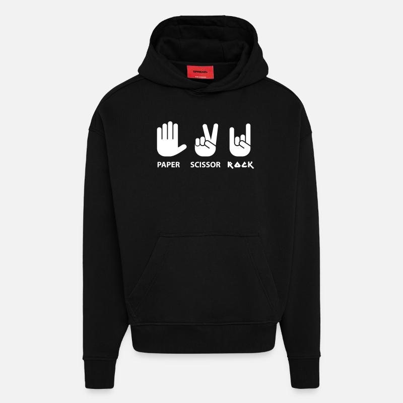 papier ciseaux roche c - Sweat à capuche bio épais oversize fabriqué en UE - SOLID BLACK