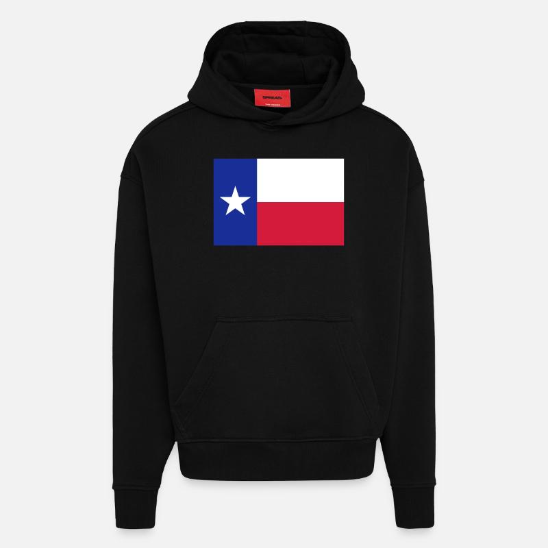 Flag Texas - Sweat à capuche bio épais oversize fabriqué en UE - SOLID BLACK