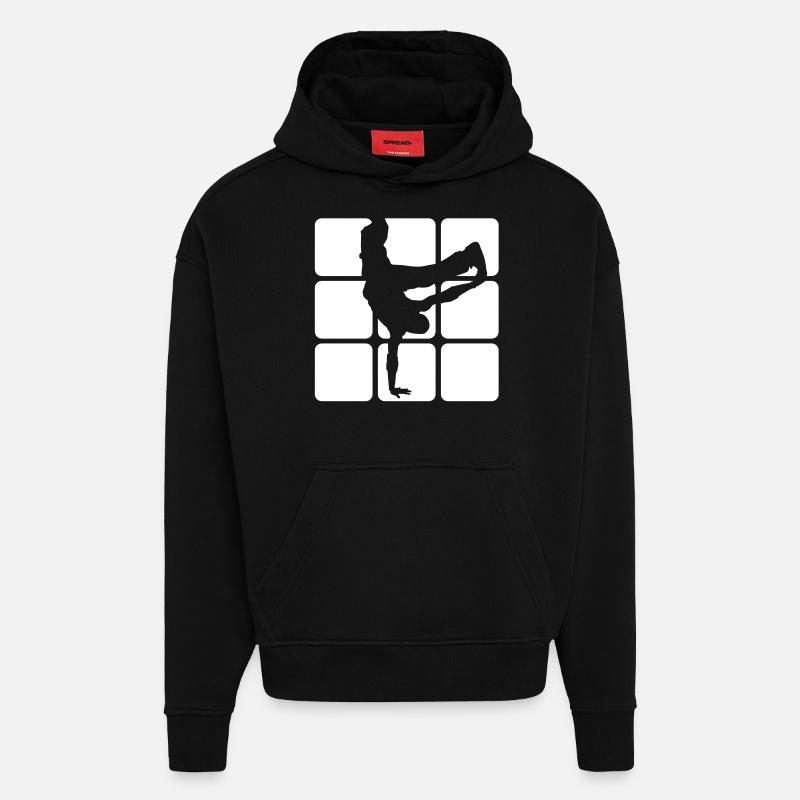 BREAKDANCE 1C 1 - Hoodie- made by SPREAD  - SOLID BLACK