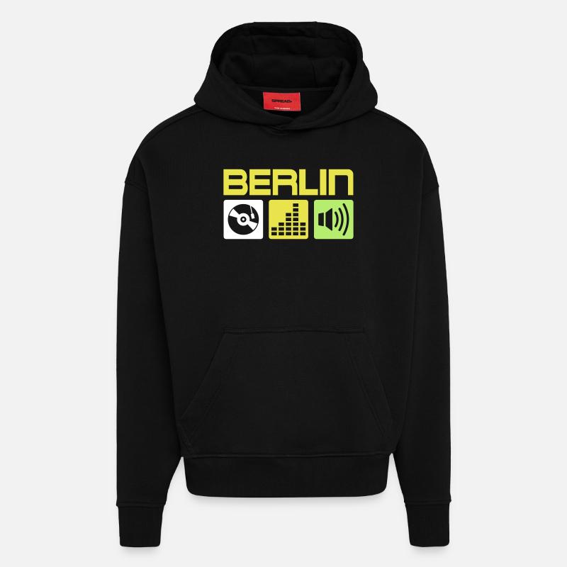 DJ Berlin - Sweat à capuche bio épais oversize fabriqué en UE - SOLID BLACK