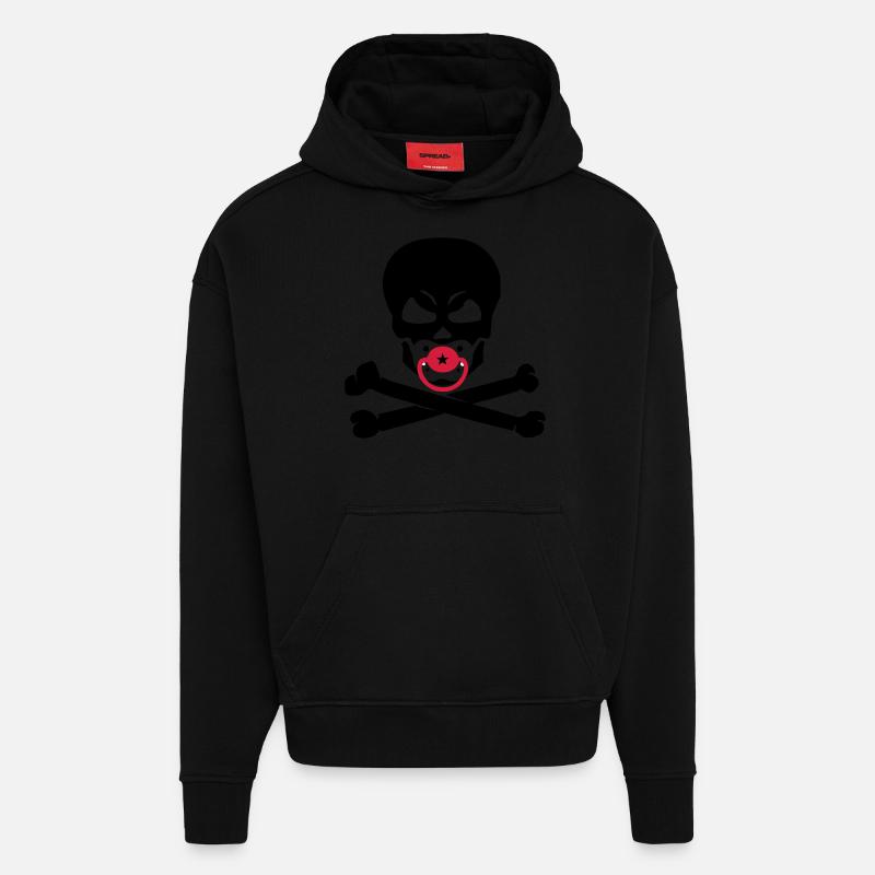 CRÂNE DE BÉBÉ 2C - Sweat à capuche bio épais oversize fabriqué en UE - SOLID BLACK