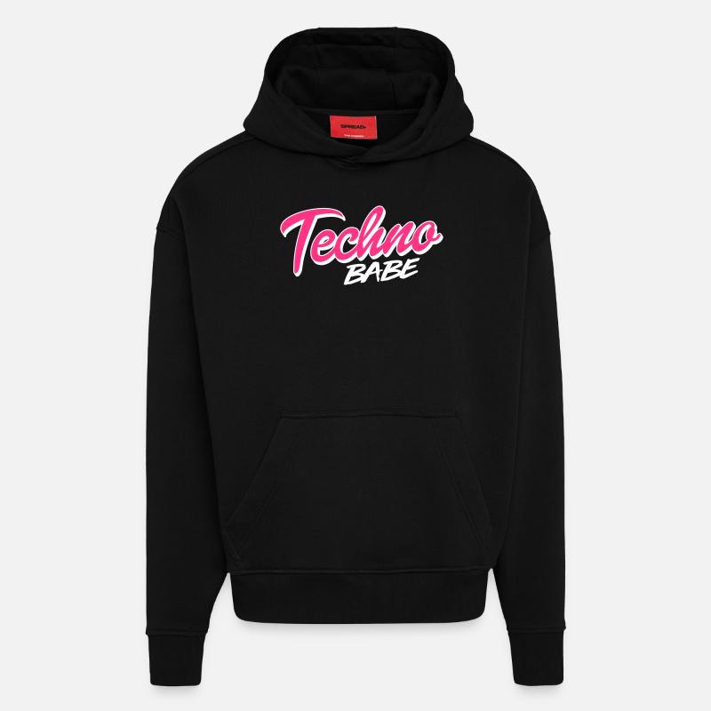 Techno bébé - Sweat à capuche bio épais oversize fabriqué en UE - SOLID BLACK