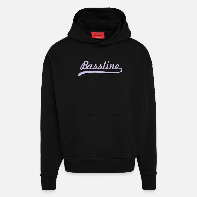 Bassline / Dubstep / Techno / Bass - Sweat à capuche bio épais oversize fabriqué en UE - SOLID BLACK