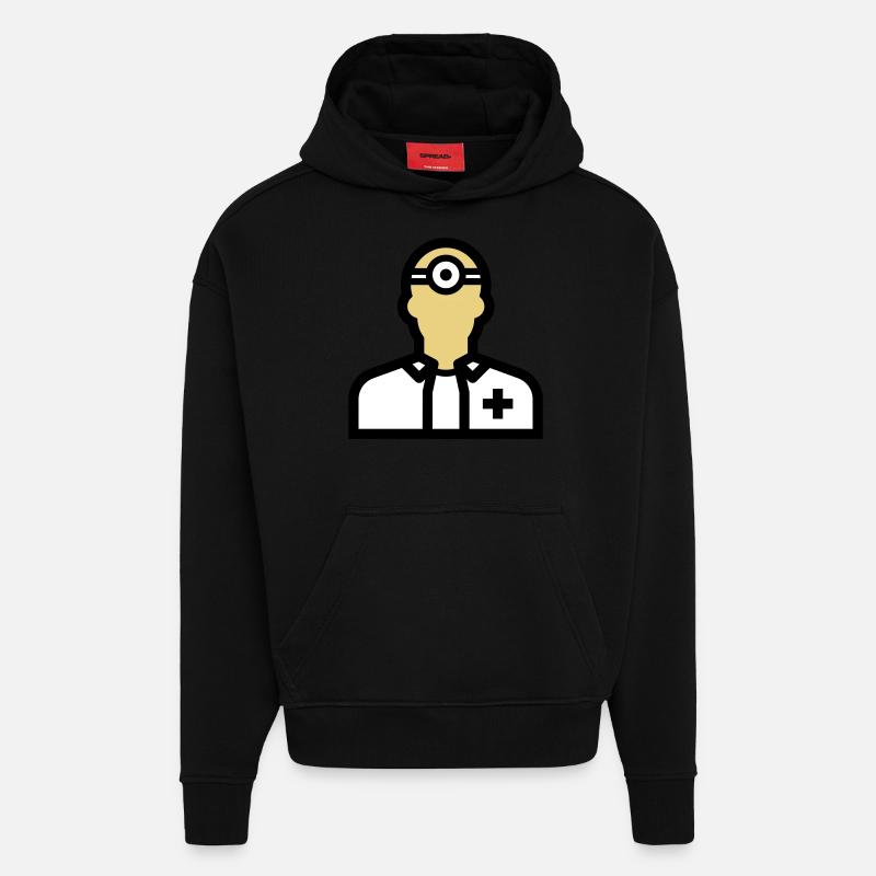 Personnel infirmier, infirmière, soignant, médecin, - Sweat à capuche bio épais oversize fabriqué en UE - SOLID BLACK