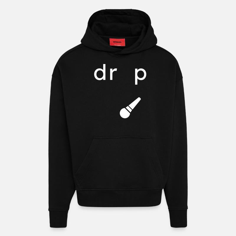 Lâchez le microphone - Sweat à capuche bio épais oversize fabriqué en UE - SOLID BLACK