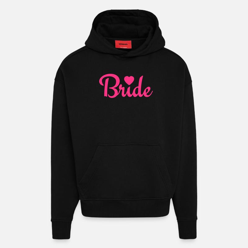 bride with heart 1c - Sweat à capuche bio épais oversize fabriqué en UE - SOLID BLACK
