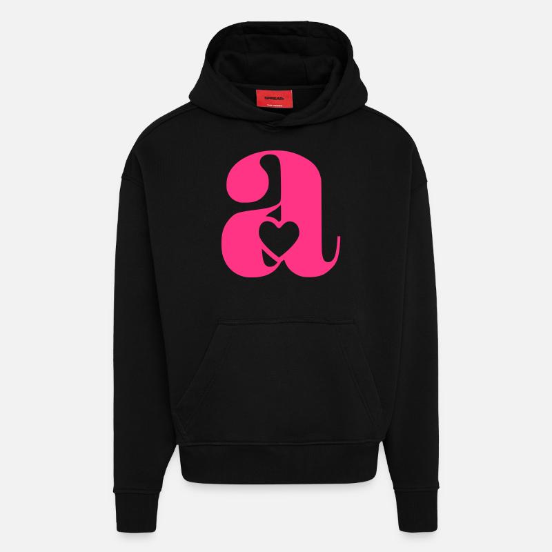 Buchstabe A Anfangsbuchstabe mit Herz - Hoodie- made by SPREAD  - SOLID BLACK