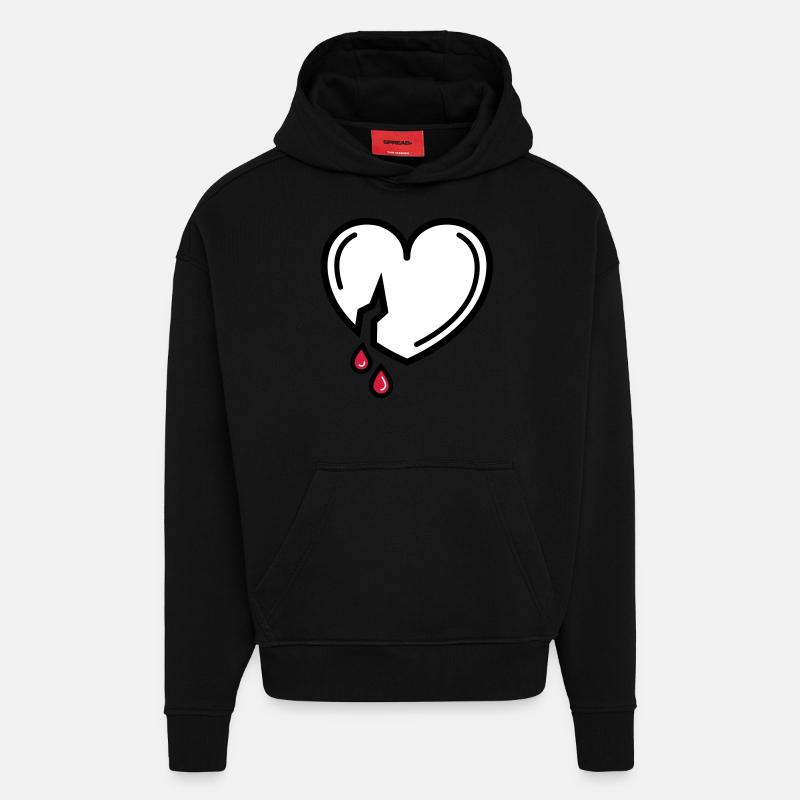 Amour sanglant - Sweat à capuche bio épais oversize fabriqué en UE - SOLID BLACK
