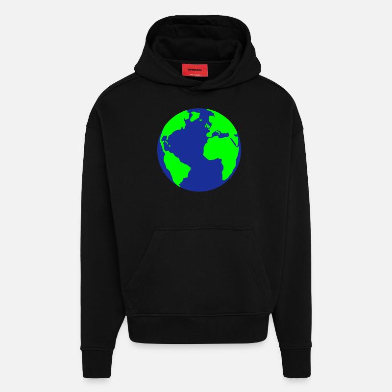 Erde, Welt, Erdkugel - Hoodie- made by SPREAD  - SOLID BLACK