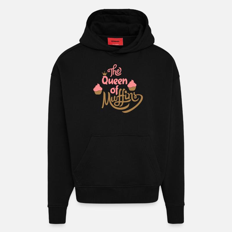 muffins - Sweat à capuche bio épais oversize fabriqué en UE - SOLID BLACK