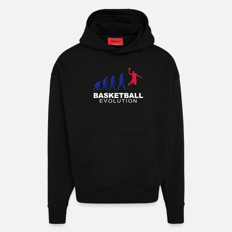 Basketball evolution - Sweat à capuche bio épais oversize fabriqué en UE - SOLID BLACK