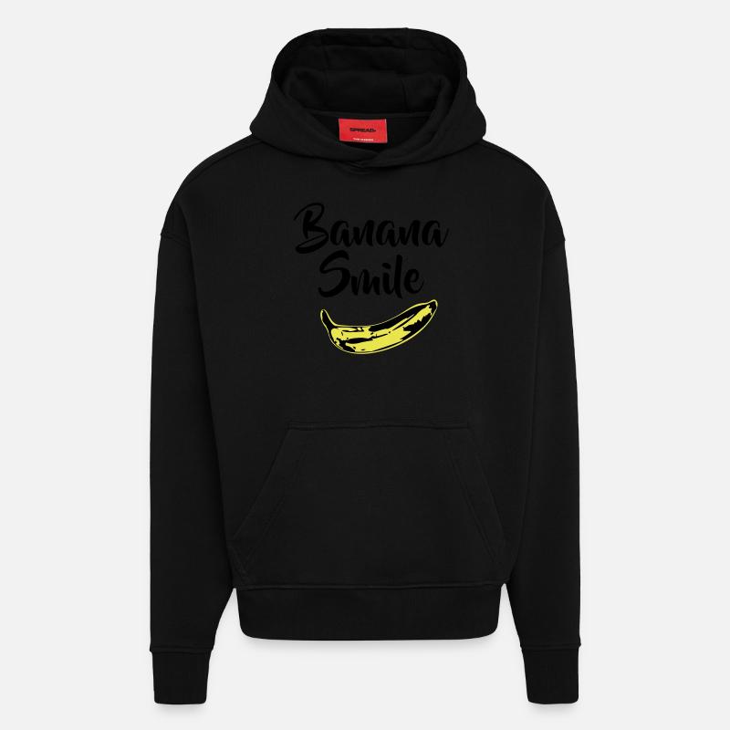 banana smile - Sweat à capuche bio épais oversize fabriqué en UE - SOLID BLACK