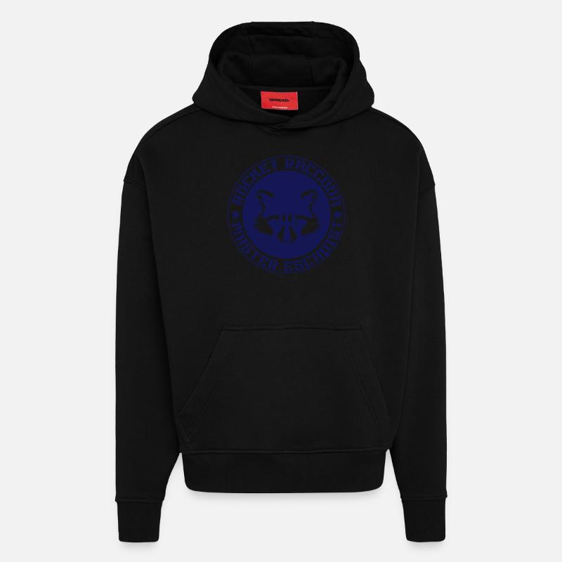 Rocket raccoon logo full - Sweat à capuche bio épais oversize fabriqué en UE - SOLID BLACK