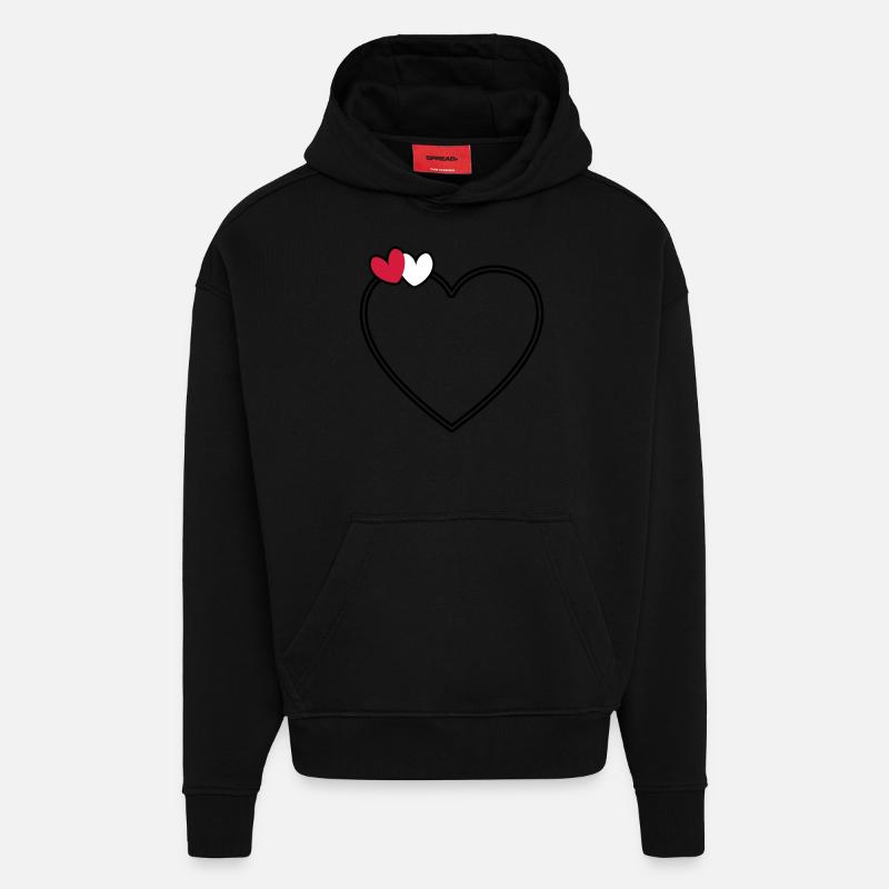 2 hearts heart frame - Hoodie- made by SPREAD  - SOLID BLACK