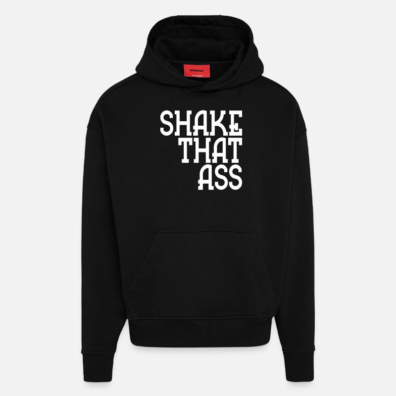 shake that ass - Sweat à capuche bio épais oversize fabriqué en UE - SOLID BLACK