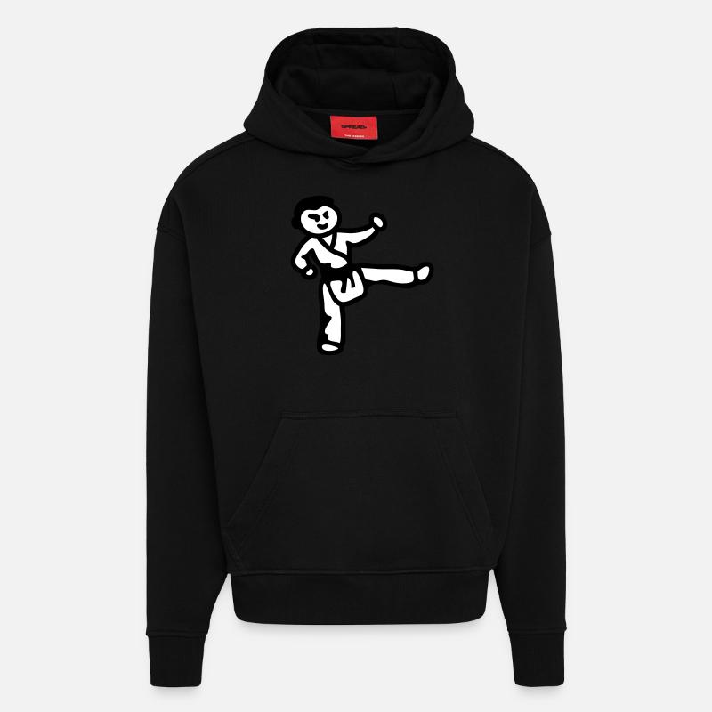 Le garçon de karaté - Sweat à capuche bio épais oversize fabriqué en UE - SOLID BLACK