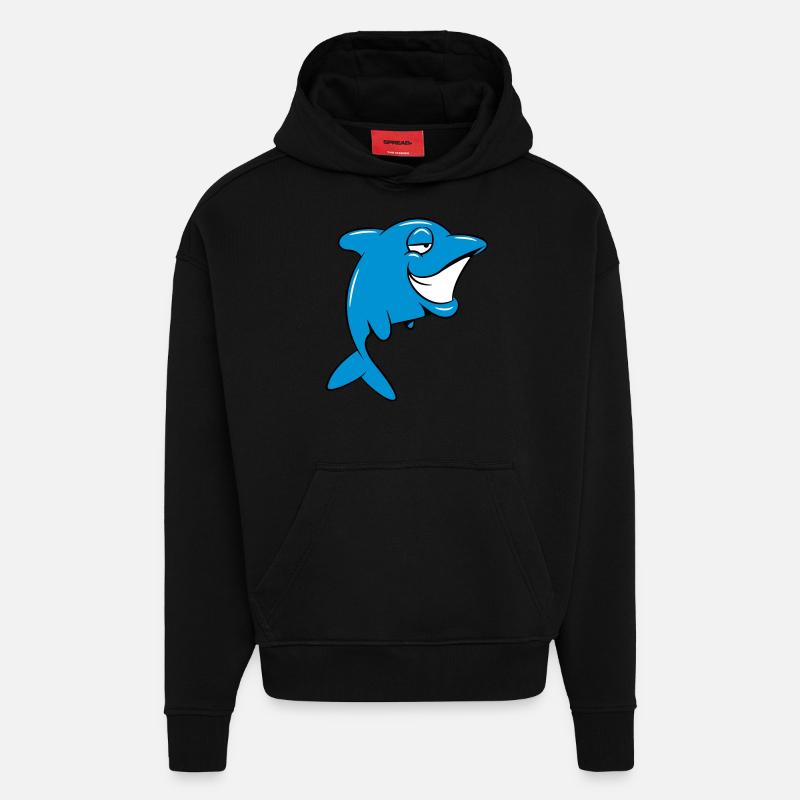 delfin witzig - Hoodie- made by SPREAD  - SOLID BLACK