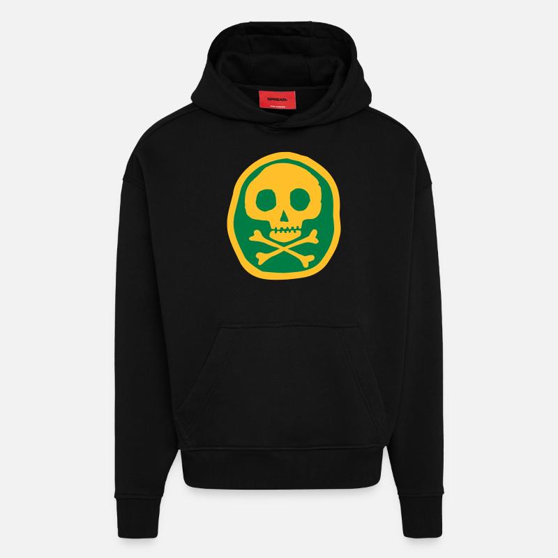Crâne et os - Sweat à capuche bio épais oversize fabriqué en UE - SOLID BLACK