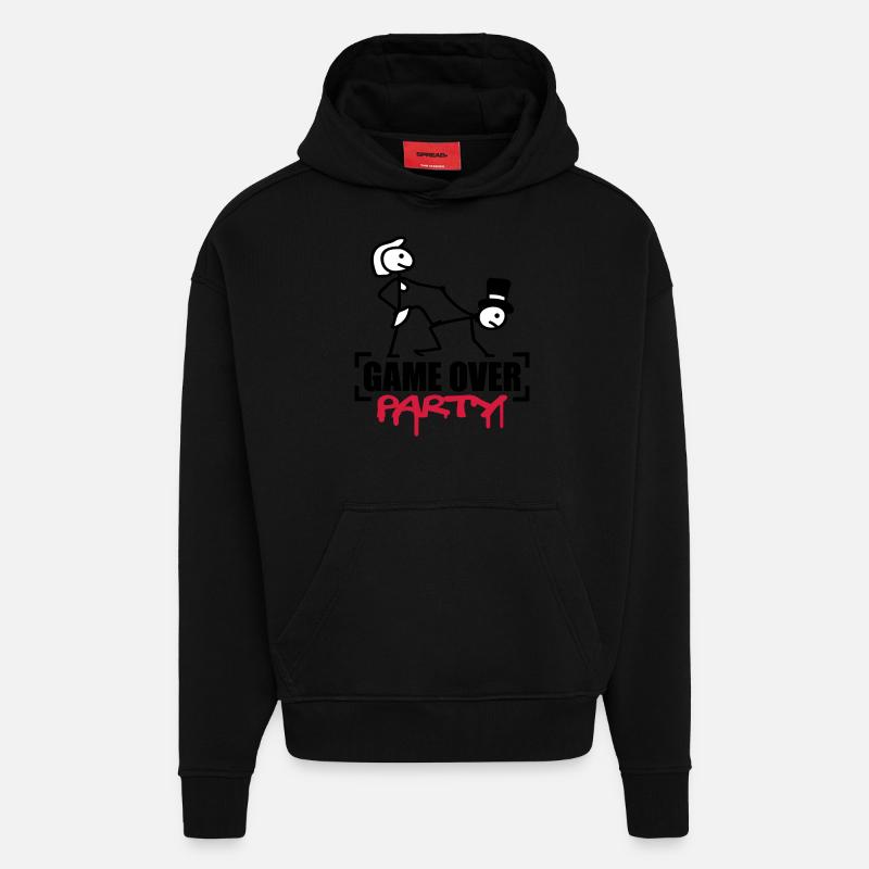 Game Over Party - Sweat à capuche bio épais oversize fabriqué en UE - SOLID BLACK