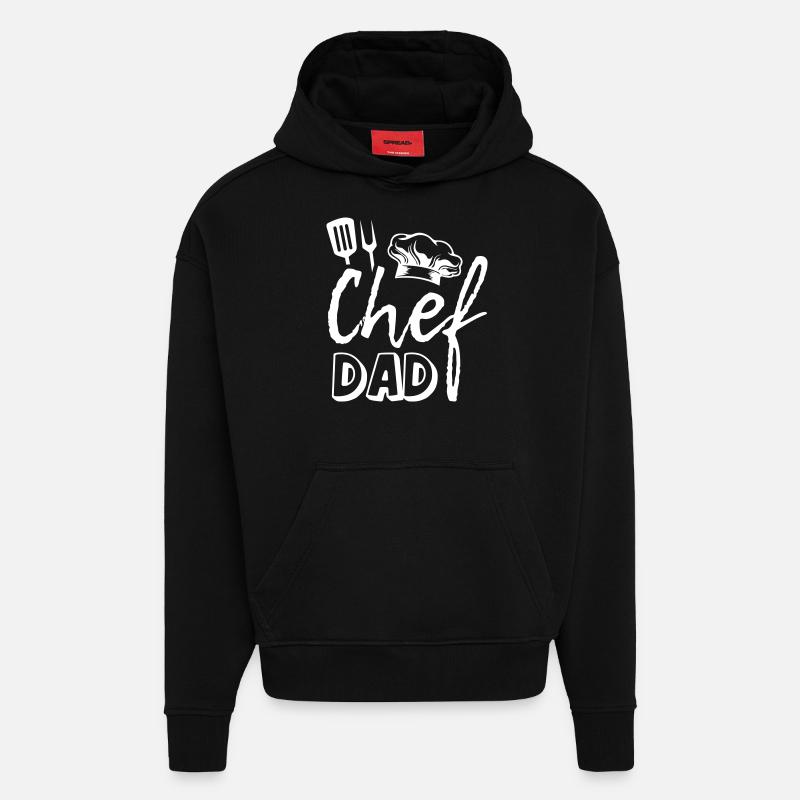 Papa chef - Sweat à capuche bio épais oversize fabriqué en UE - SOLID BLACK