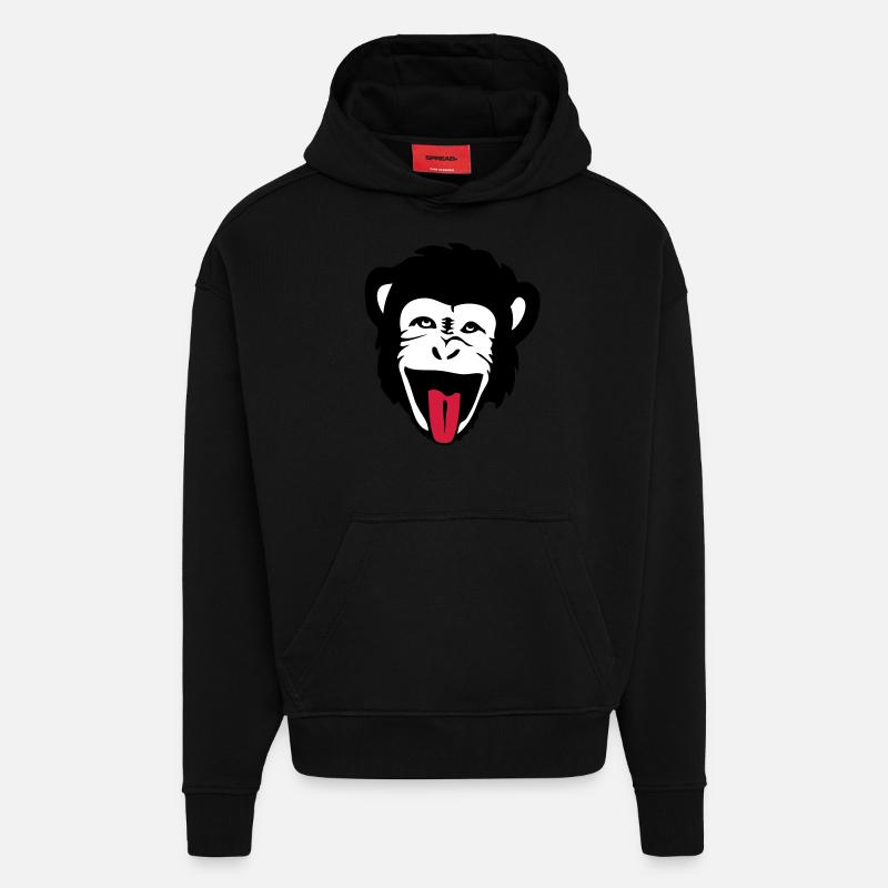 Affe Gorilla Affe Header1 - Hoodie- made by SPREAD  - SOLID BLACK