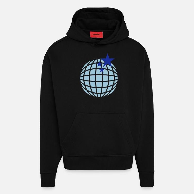 Boule disco / globe disco (2c) - Sweat à capuche bio épais oversize fabriqué en UE - SOLID BLACK