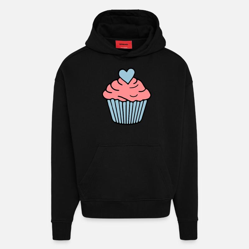 coeur de gâteau - Sweat à capuche bio épais oversize fabriqué en UE - SOLID BLACK