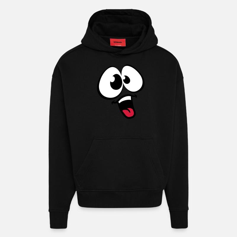 Funny Comic Face - Sweat à capuche bio épais oversize fabriqué en UE - SOLID BLACK
