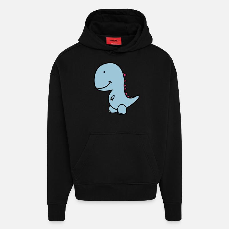 dino - Sweat à capuche bio épais oversize fabriqué en UE - SOLID BLACK