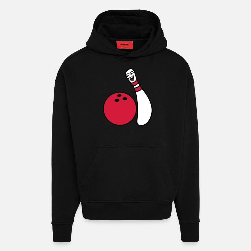 Cheeky Comic Bowling Pin - Sweat à capuche bio épais oversize fabriqué en UE - SOLID BLACK