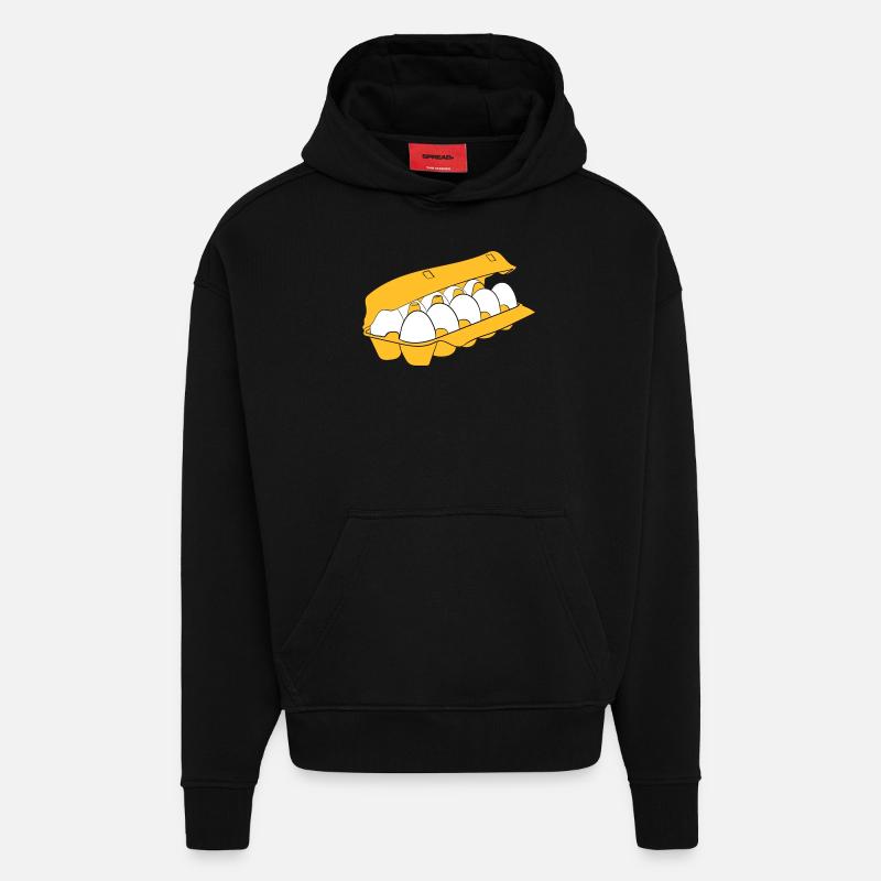 boîte à œufs - Sweat à capuche bio épais oversize fabriqué en UE - SOLID BLACK